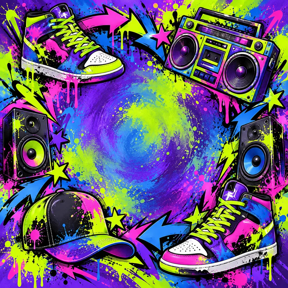 Sneakers, speakers and bold shapes inspired by street dance.