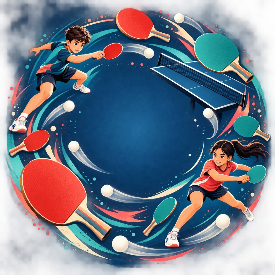 Paddles and swift table tennis rallies spark bright fun.